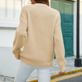 Suéter De Tricotaje Casual De Color Sólido