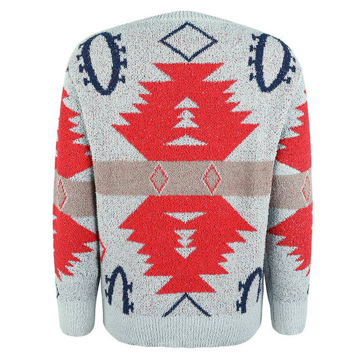 Suéter de Tricot Geométrico Casual