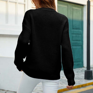 Suéter De Tricotaje Casual De Color Sólido