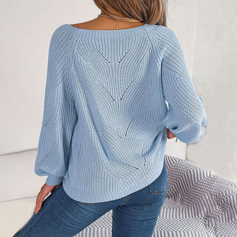 Suéter De Tricot Casual De Color Sólido