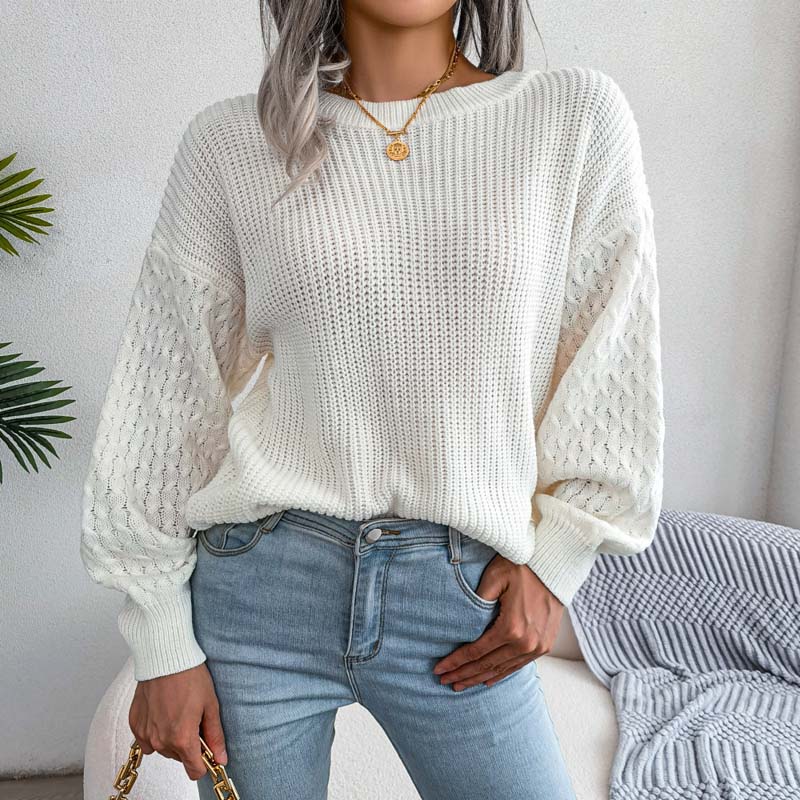 Suéter De Tricotaje Casual De Color Sólido