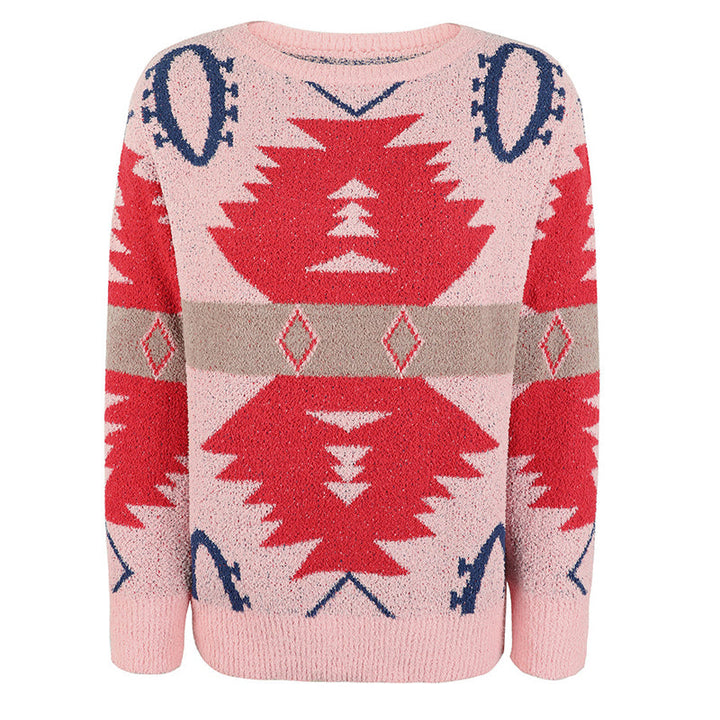Suéter de Tricot Geométrico Casual