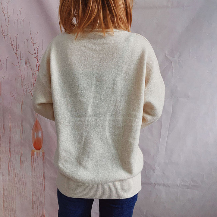Suéter De Tricot Desenfadado De Color Sólido