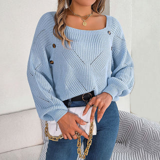 Suéter De Tricot Casual De Color Sólido