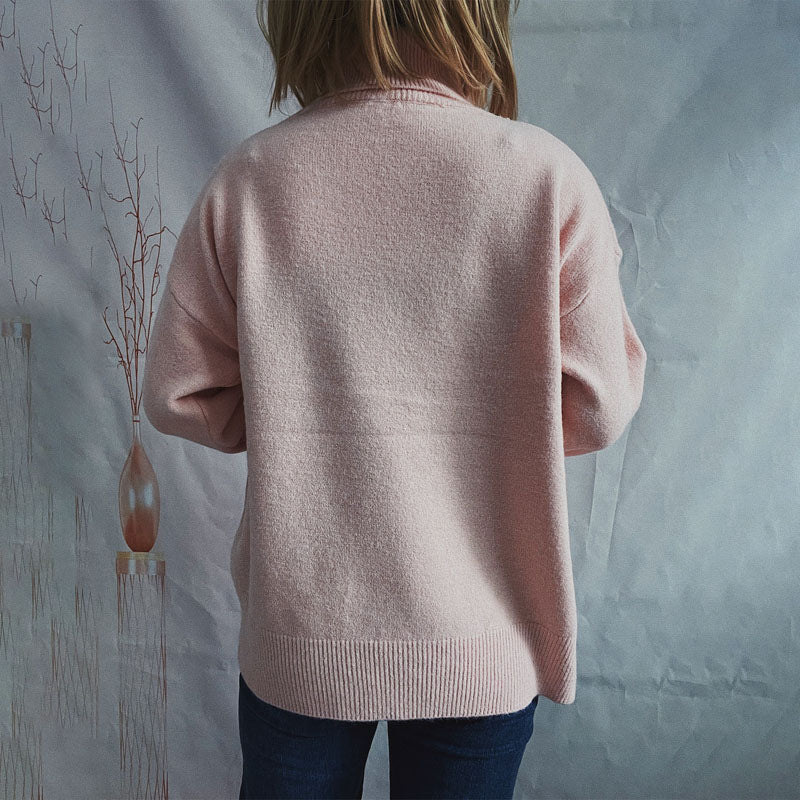 Suéter De Tricot Desenfadado De Color Sólido
