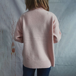 Suéter De Tricot Desenfadado De Color Sólido