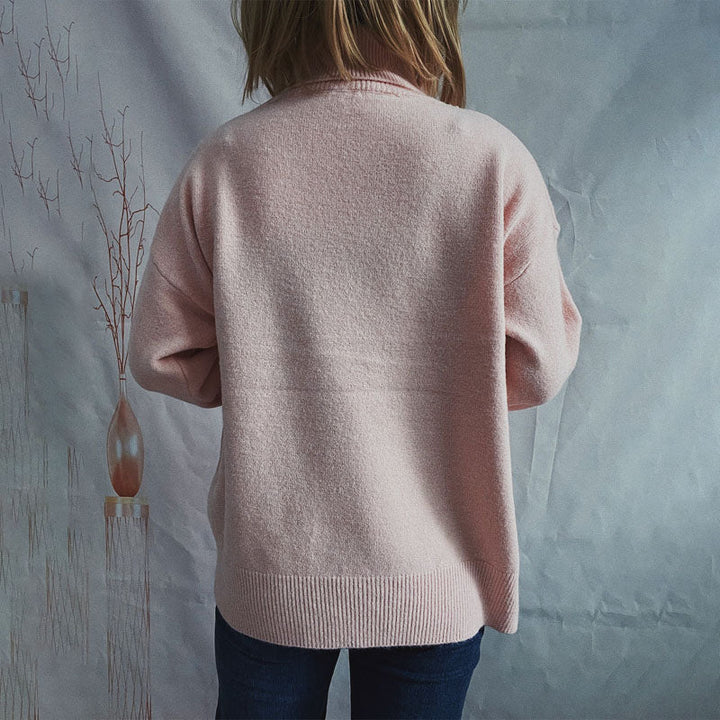 Suéter De Tricot Desenfadado De Color Sólido