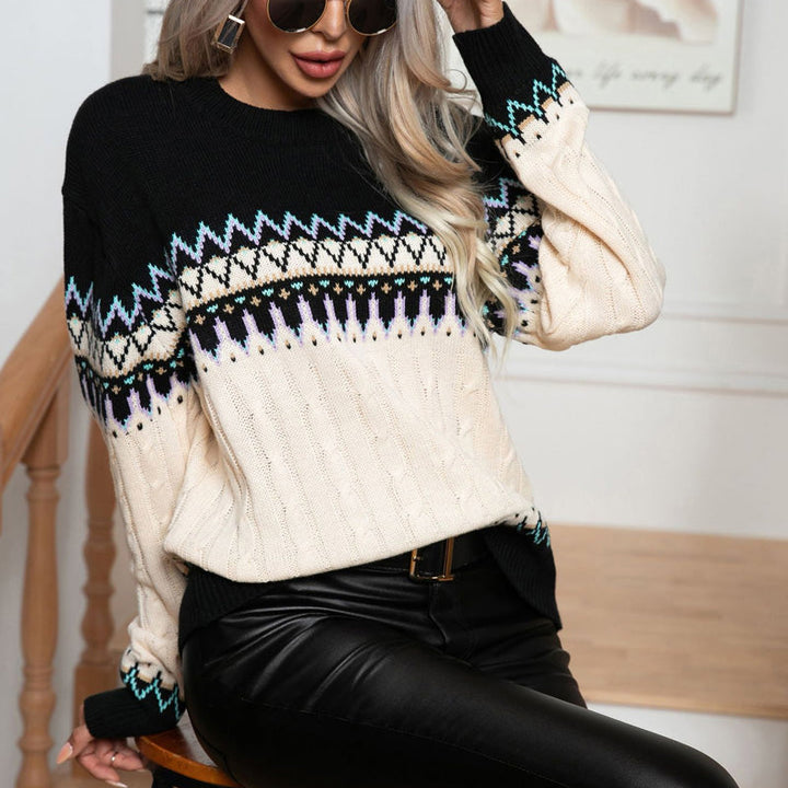 Suéter de Tricot Geométrico Vintage