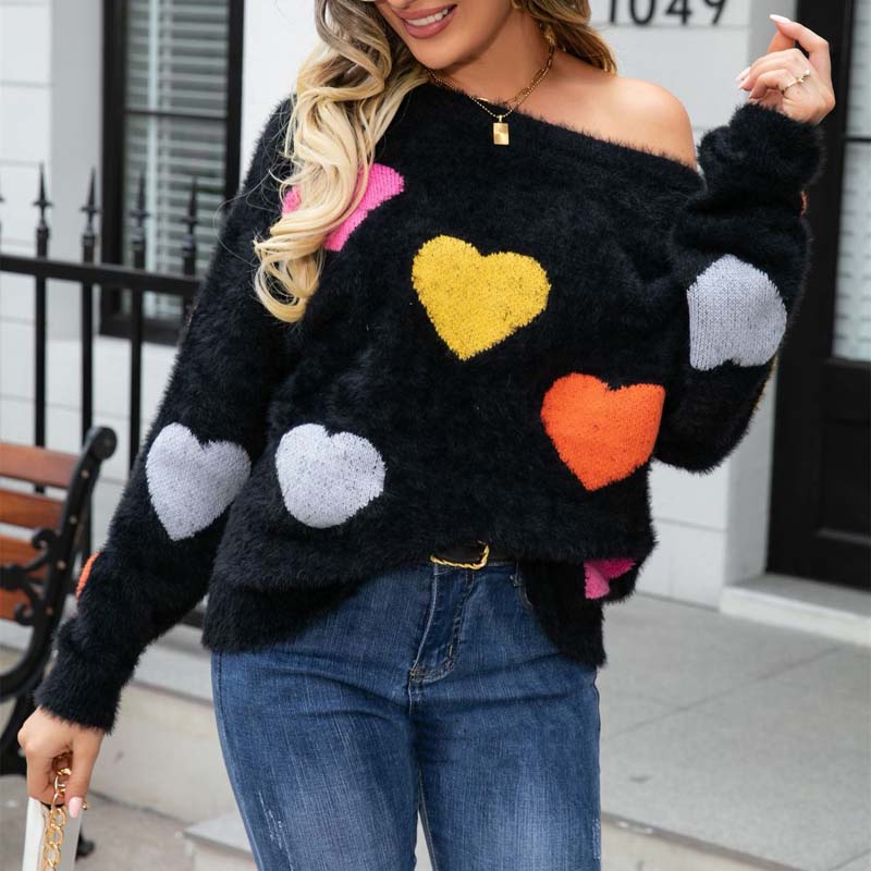 Suéter De Tricot Con Motivo De Corazón