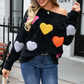 Suéter De Tricot Con Motivo De Corazón