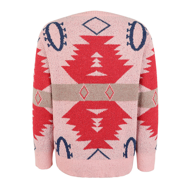 Suéter de Tricot Geométrico Casual