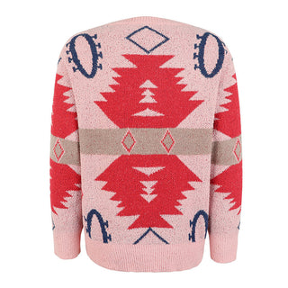 Suéter de Tricot Geométrico Casual