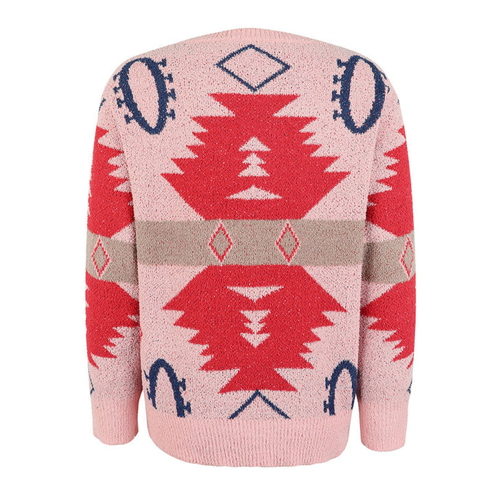 Suéter de Tricot Geométrico Casual