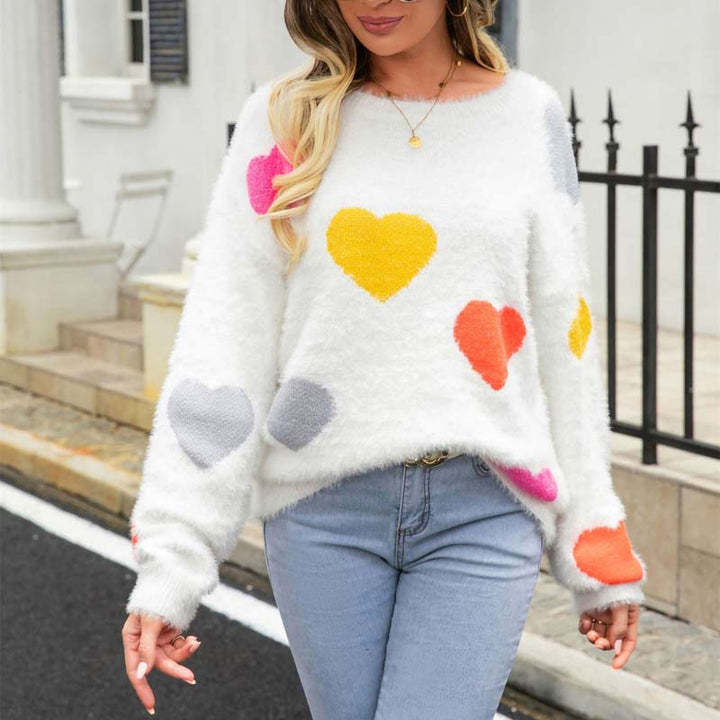 Suéter De Tricot Con Motivo De Corazón