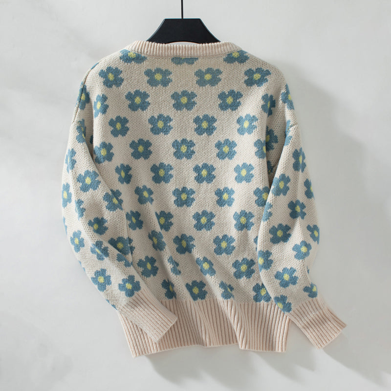 Suéter Casual De Punto Floral