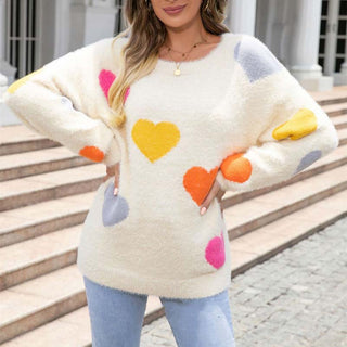 Suéter De Tricot Con Motivo De Corazón