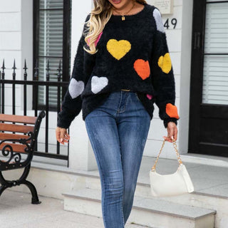 Suéter De Tricot Con Motivo De Corazón