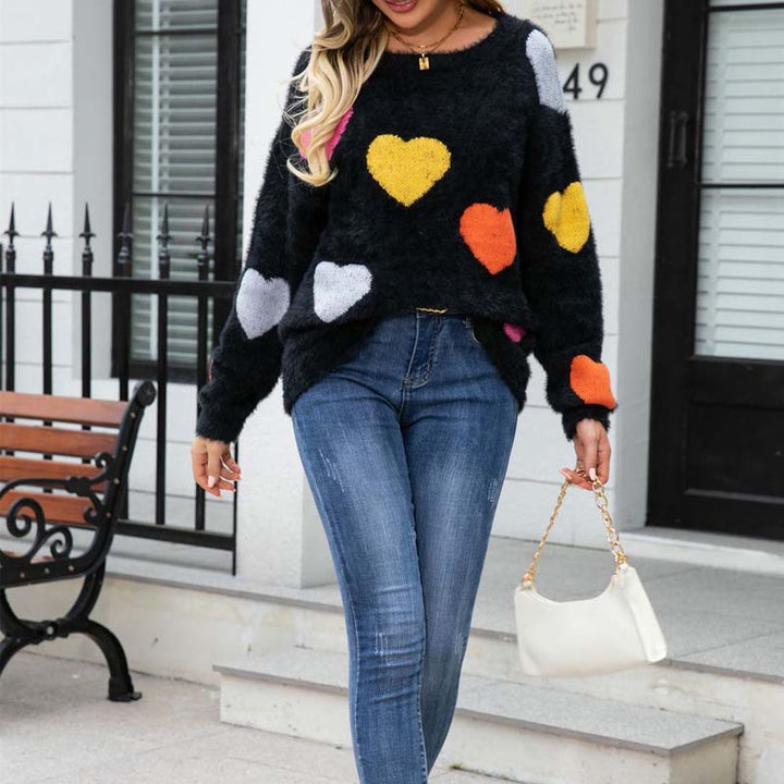 Suéter De Tricot Con Motivo De Corazón
