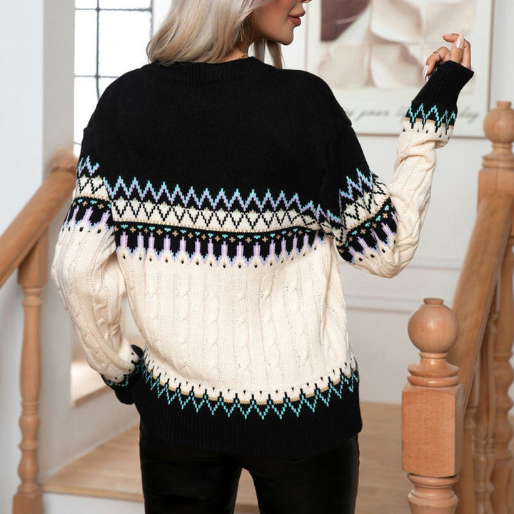 Suéter de Tricot Geométrico Vintage