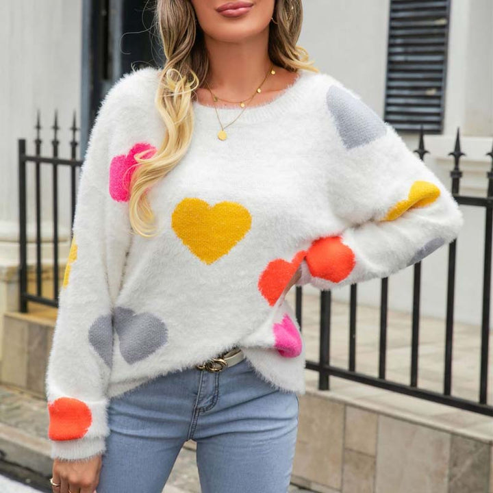 Suéter De Tricot Con Motivo De Corazón