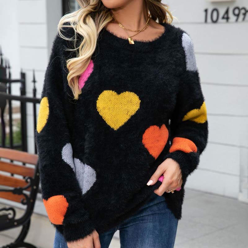Suéter De Tricot Con Motivo De Corazón