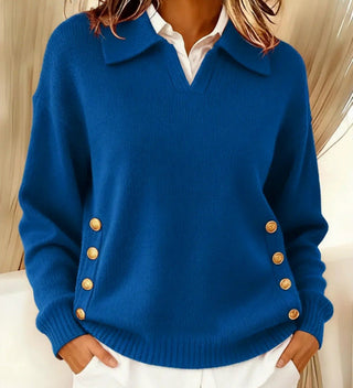 Jersey con Cuello Polo y Botones Dorados