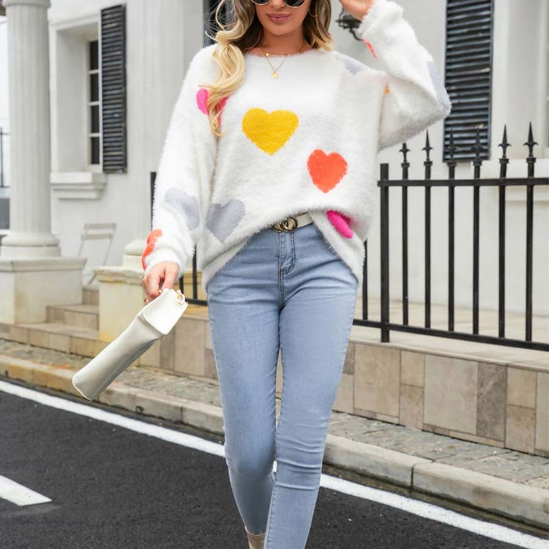 Suéter De Tricot Con Motivo De Corazón
