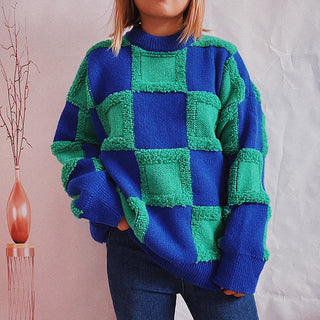 Sudadera Casual De Patchwork A Cuadros
