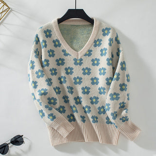 Suéter Casual De Punto Floral