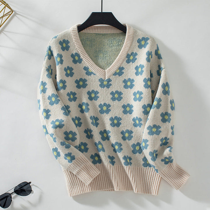 Suéter Casual De Punto Floral