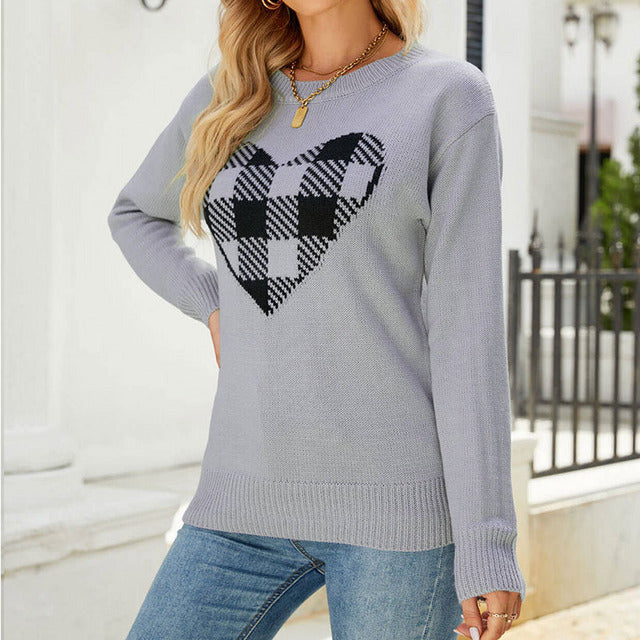 Suéter de Tricot con Corazón Casual