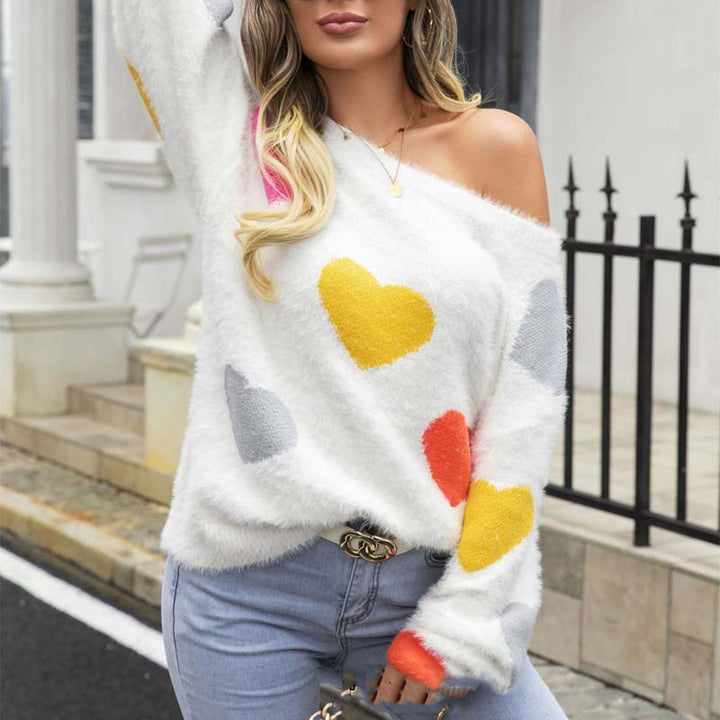 Suéter De Tricot Con Motivo De Corazón