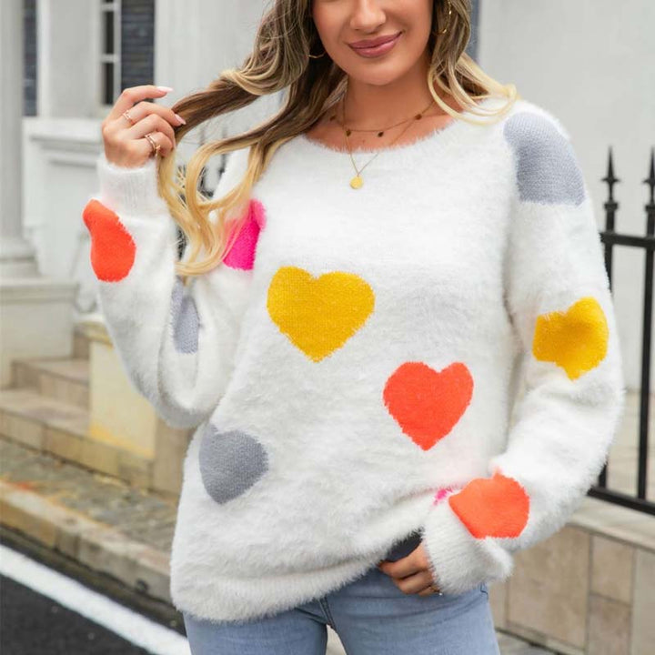 Suéter De Tricot Con Motivo De Corazón