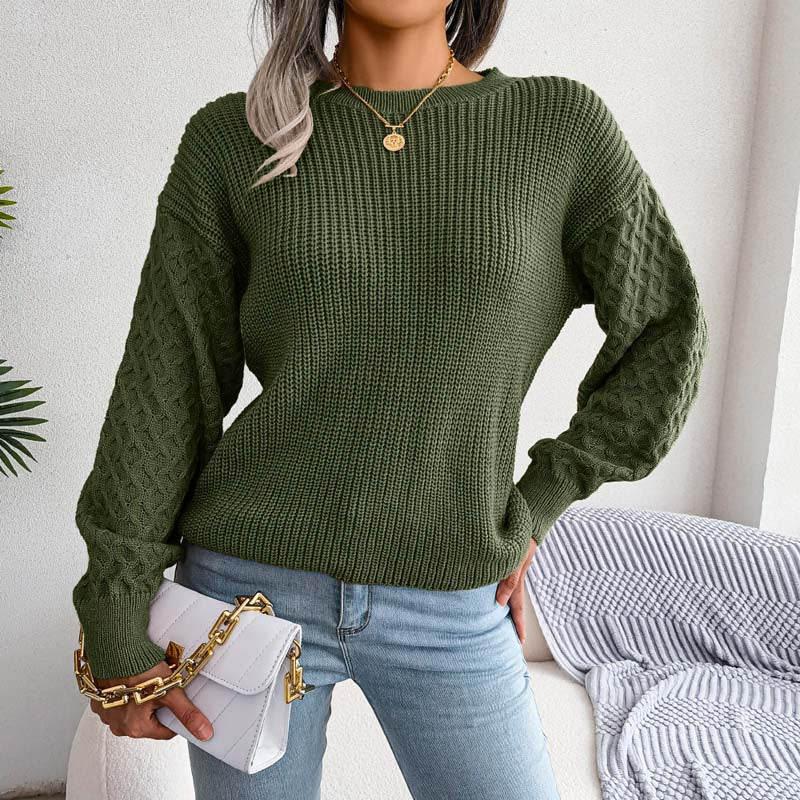 Suéter De Tricotaje Casual De Color Sólido