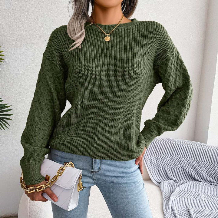 Suéter De Tricotaje Casual De Color Sólido