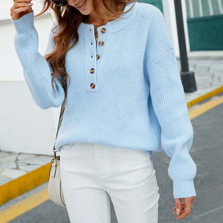 Suéter De Tricotaje Casual De Color Sólido