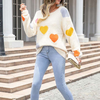 Suéter De Tricot Con Motivo De Corazón