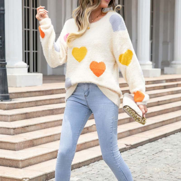 Suéter De Tricot Con Motivo De Corazón