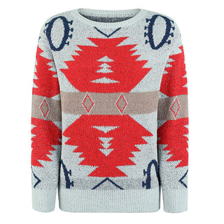 Suéter de Tricot Geométrico Casual