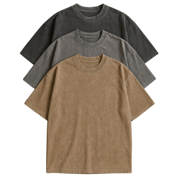 Elvoria | Conjunto de Camisetas de Algodón Esenciales Oversized – Paquete de 3