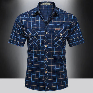 Elvoria | Camisa elegante de manga corta a cuadros