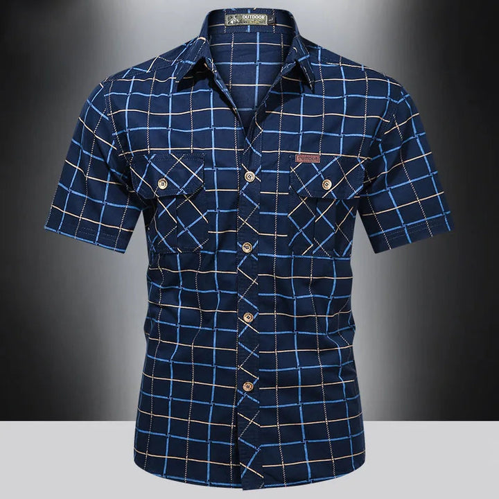 Elvoria | Camisa elegante de manga corta a cuadros