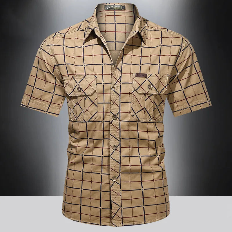 Elvoria | Camisa elegante de manga corta a cuadros