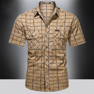 Elvoria | Camisa elegante de manga corta a cuadros