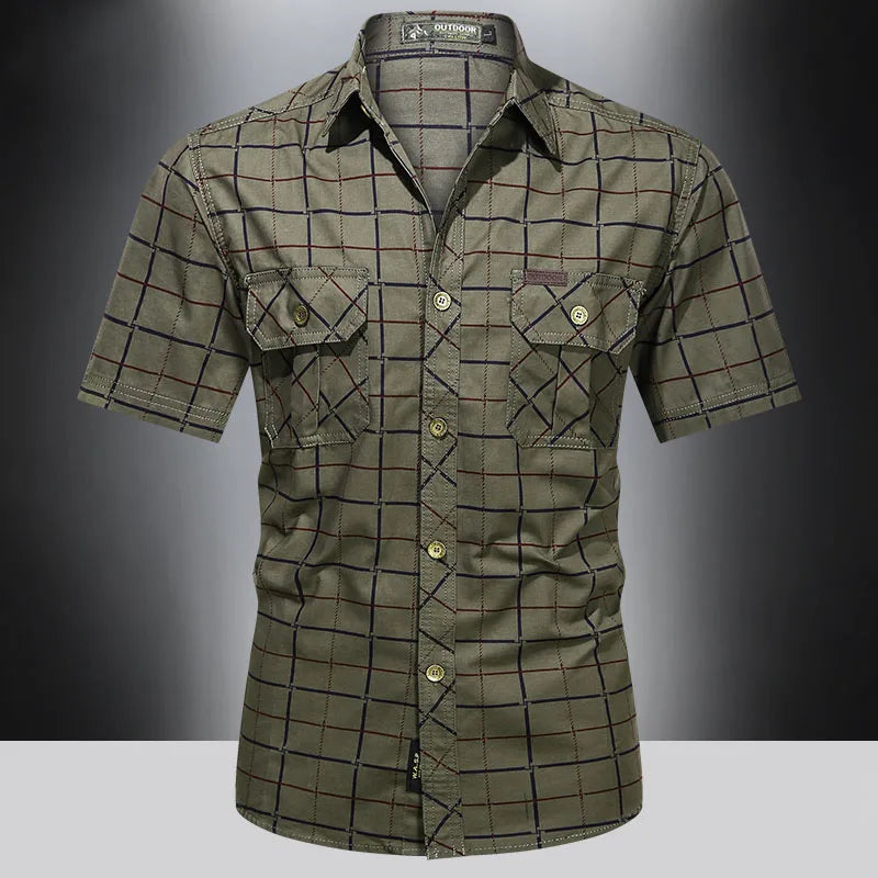 Elvoria | Camisa elegante de manga corta a cuadros