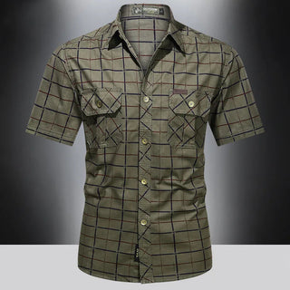 Elvoria | Camisa elegante de manga corta a cuadros