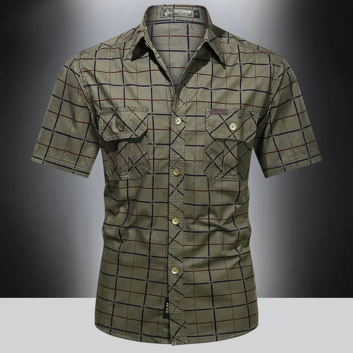 Elvoria | Camisa elegante de manga corta a cuadros