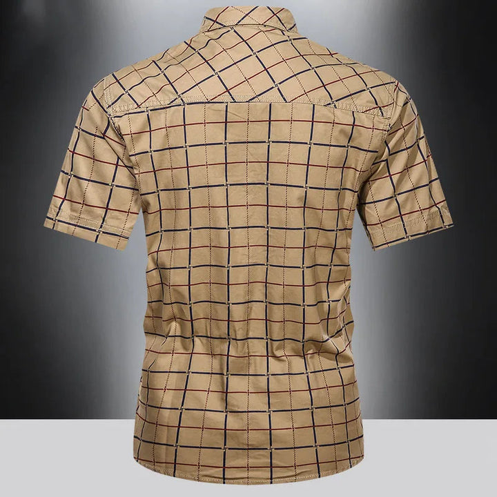 Elvoria | Camisa elegante de manga corta a cuadros