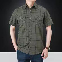 Elvoria | Camisa elegante de manga corta a cuadros