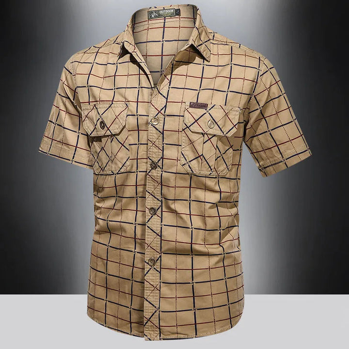 Elvoria | Camisa elegante de manga corta a cuadros
